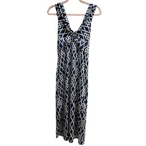 JON & ANNA Diamond Print Stretchy Maxi Dress,‎ Blue/White, Sz. Medium